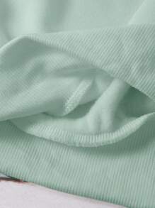 SHEIN Essnce mặt trời & Đồ họa Khẩu hiệu Lót nhiệt Áo nỉ - màu xanh lá - Xem 4