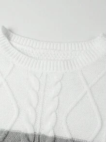 Manfinity Homme Men Color Block Cable Knit Sweater - Multicolor - View 6