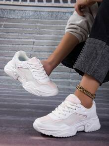 女性休閒運動鞋,老爹鞋,時尚厚鞋底,舒服的跑步和增加你的高度 - 白色 - 查看 5