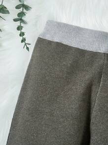 SHEIN Young Boy Contrast Trim Knit Pants