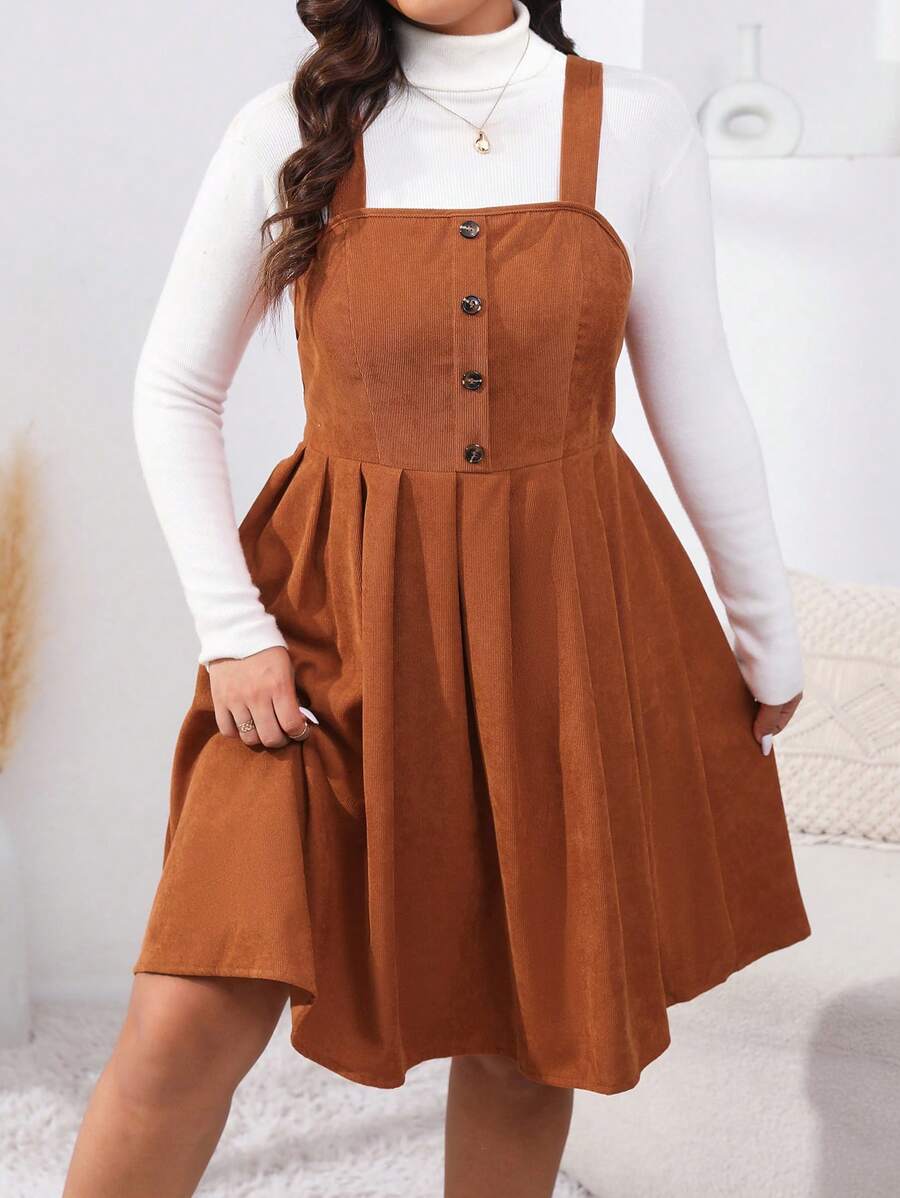 Camo Print Button Front Overall Dress
