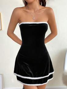 SHEIN MOD Contrast Trim Tube Dress
