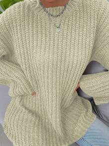 Jednolity Opuszczane ramiona Dzianina prążkowana Swetry