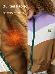 In My Nature Chaqueta acolchada para exteriores con cremallera, mangas fruncidas y bloques de color