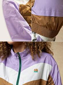 In My Nature Chaqueta acolchada para exteriores con cremallera, mangas fruncidas y bloques de color