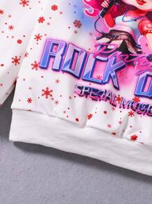 SHEIN 女大童字母人物圖案連帽衫和運動褲 - 彩色 - 查看 6