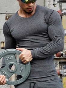 Manfinity Sport Corelite Men Solid Sports Long Sleeve Tee - Dark Grey - View 1