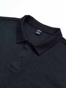 Manfinity Homme Nam Chất rắn Áo polo - màu đen - Xem 4