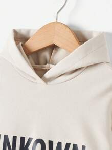 RueChic Tween Boy Letter Graphic Contrast Tape Hoodie - White - View 3