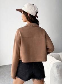 SHEIN EZwear Drop Shoulder Jacke mit Nietendetails