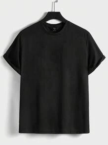 Manfinity RebelGame 超大号男式标语图案落肩 T 恤 - 黑色 - 查看 3