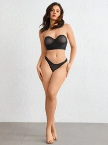 Ocili Leisure Solid Strapless Underwire Bra Lingerie - Black - View 7