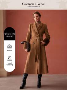 MOTF PREMIUM WOOL-BLEND FAUX FUR CUFF COAT - Camel - View 2