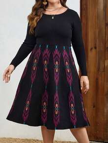 EMERY ROSE Hơn Mẫu Geo Đầm Áo len - Nhiều màu - Xem 4