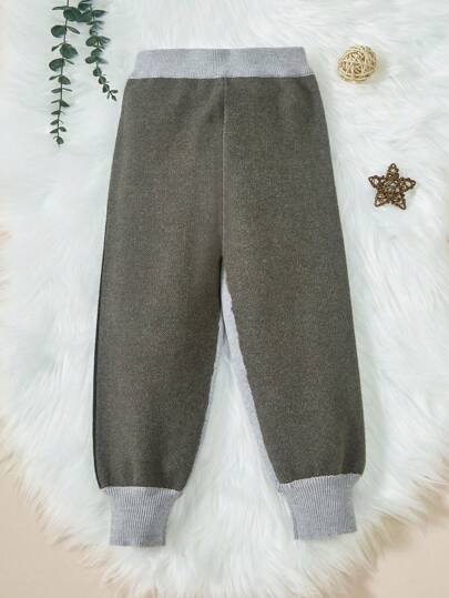 SHEIN Young Boy Contrast Trim Knit Pants