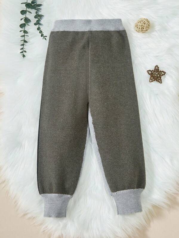 SHEIN Kleiner Junge Hose mit Kontrast Saum, Strick