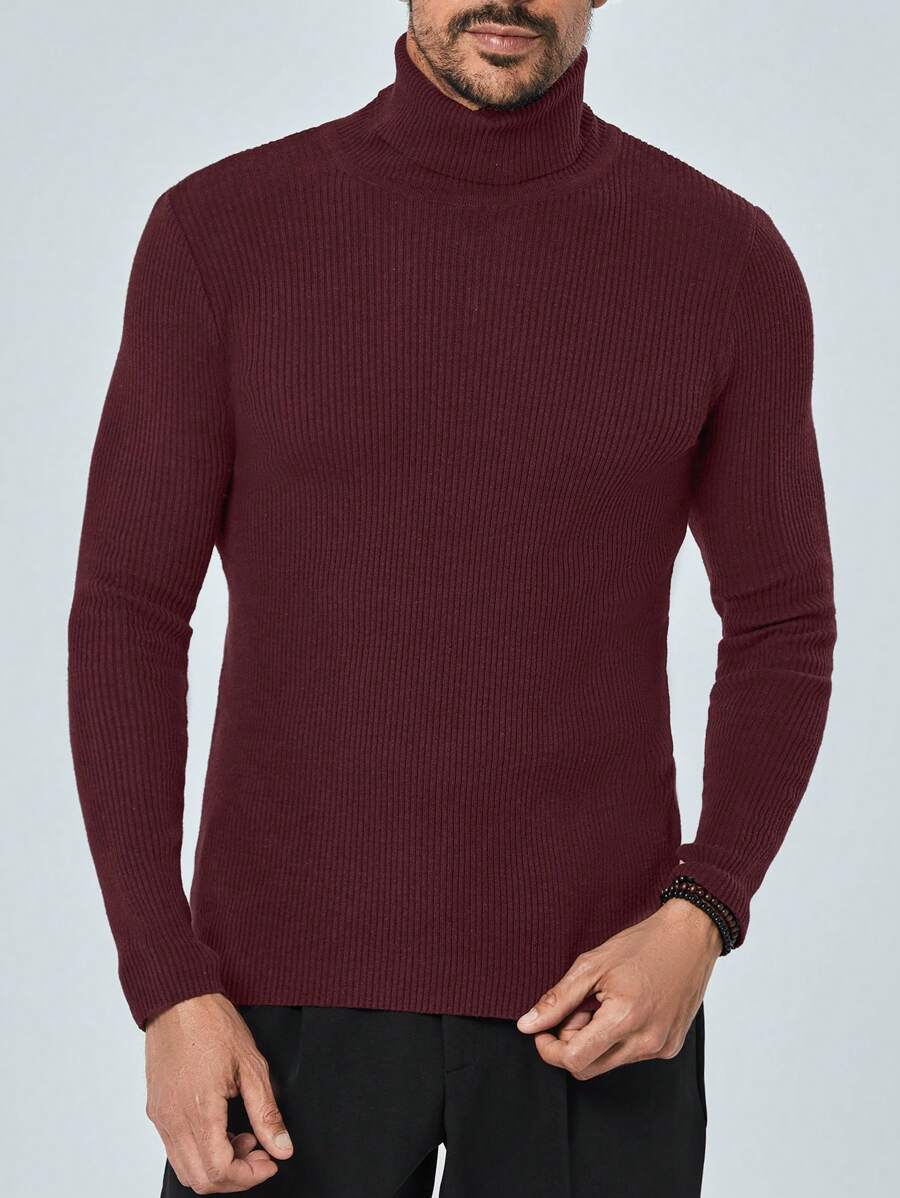 RueChic Homme Pull Unicolore À Col Roulé