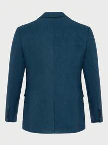 SHEIN Cottnline Men Lapel Collar Single Button Blazer - Dark Green - View 2