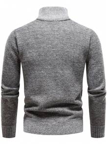 Manfinity Homme Nam 1 Miếng Dệt kim Marled Dây kéo mặt trước Áo len - Màu Xám nhạt - Xem 2