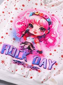 SHEIN 女大童字母人物圖案連帽衫和運動褲 - 彩色 - 查看 7