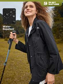 In My Nature 字母圖案腰部抽繩翻蓋口袋戶外絕緣夾克 - 黑色 - 查看 7
