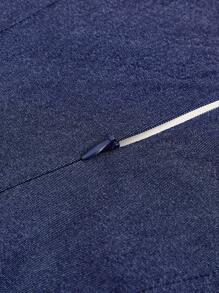 SHEIN ICON 素色荷葉邊高衩繞頸洋裝 - 藍色 - 查看 3