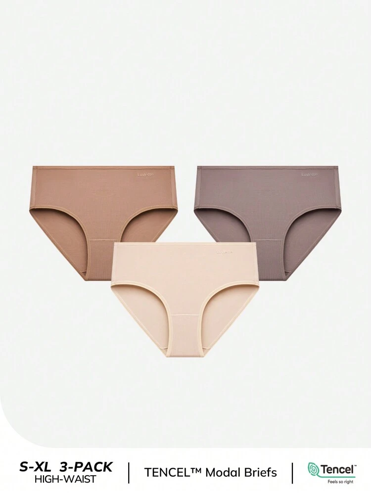 3-Pack High Rise ™ Modal Basic Briefs Women Underwear Panties Set-Earthy Comfort Also Suitable For Teen Girl & Young & Kid