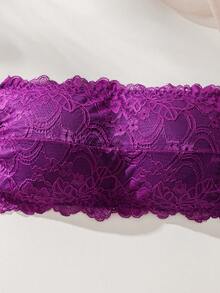 Sujetador con encaje floral sin tira - Morado - Ver 3