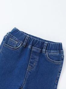 Young Girl Solid Straight Leg Jeans - Medium Wash - View 6