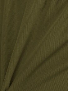 Hauture Flap Pocket Drawstring Waist Cargo Skirt - Army Green - View 8