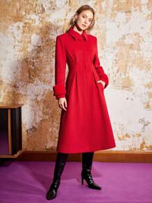 MOTF PREMIUM TAILORED WOOL-BLEND COAT - Red - View 6