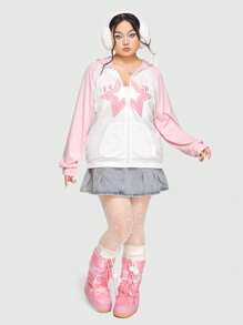 ROMWE Kawaii 大码星形图案插肩袖卫衣 - 彩色 - 查看 6