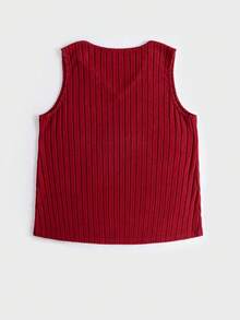 SHEIN LUNE Hơn Chất rắn Đồ đan Ribbed Áo ba lỗ - Màu Đỏ Sâu - Xem 2