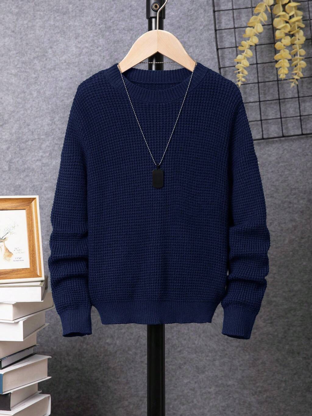 Tween Boy Solid Drop Shoulder Sweater,In Fall/Winter