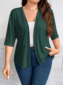 EMERY ROSE Áo khoác bomber tay lửng họa tiết da báo dành cho nữ cỡ lớn, thích hợp mặc hàng ngày, đi học vào mùa thu và đông. - màu xanh lá - Xem 3