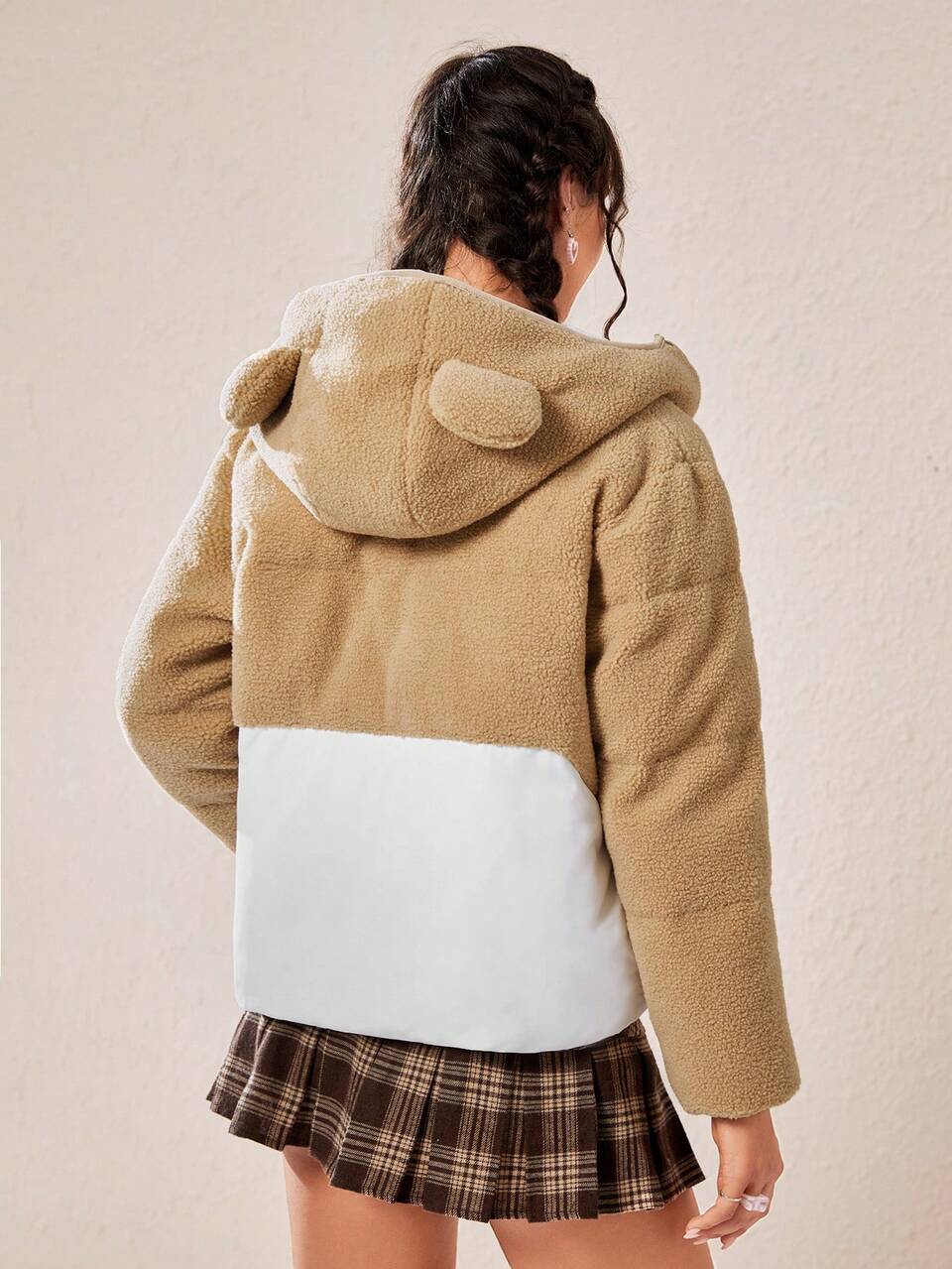 Women's Hooded Padded Coat With Cartoon Ear Decoration