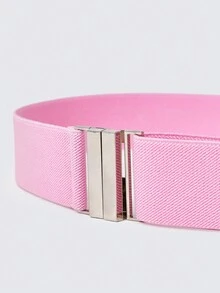 Màu bạc Khóa Đàn hồi Màu hồng Thắt lưng - Hồng - Xem 10