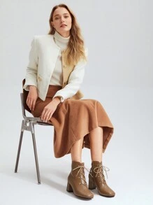 MOTF PREMIUM 女性時尚系帶靴 - 棕色 - 查看 7