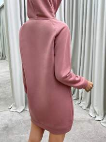 SHEIN Essnce Vestido con capucha de manga raglán con cordón - Rosa - Ver 2