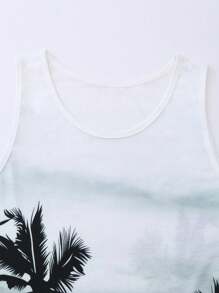 Manfinity RSRT Camiseta sin mangas con estampado tropical para hombre, Tops de playa, gráficos de amigos de vacaciones
