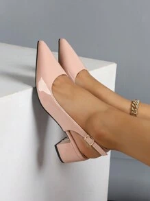 Zapatos De Tacón Alto Cerrados Para Mujeres Con Tacón Grueso Y Correa En El Tobillo - Rosa - Ver 5