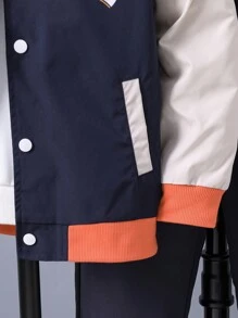 SHEIN 休閒口袋 前紐扣撞色 字母男童（大）兩件套 - 白色 - 查看 7