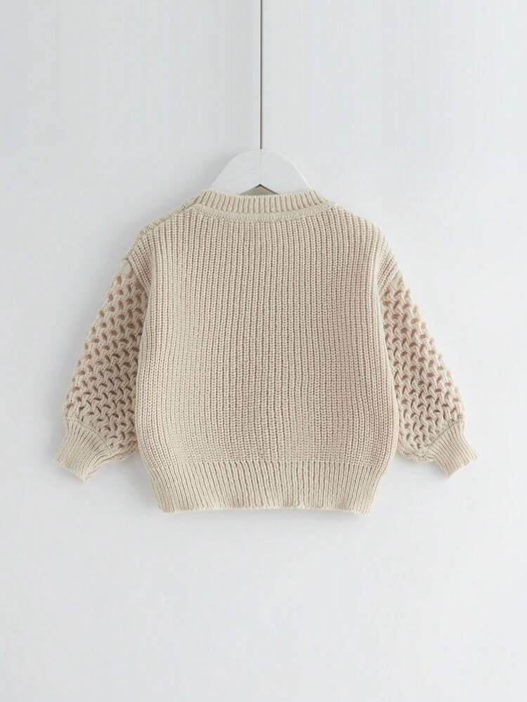 Baby Girl Lantern Sleeve Ribbed Knit Sweater
