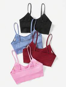 4pcs Seamless High Stretch Ribbed Knit Sports Bra - Multicolor - View 2