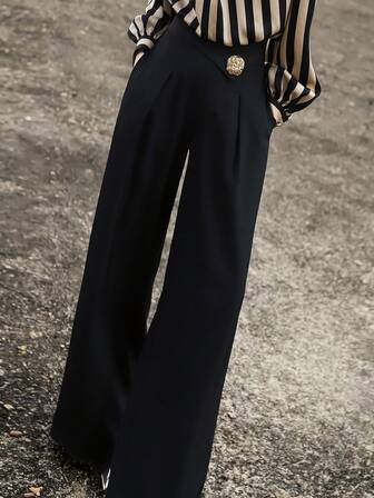 Solid Wide Leg Pants