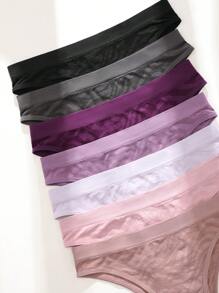 Shein Underwear&Sleepwear Basics 7pack Solid Simple Solid Panty