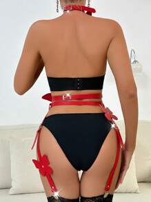 Spicy Aura Ring Linked Body Harness Without Lingerie Set - Red - View 2