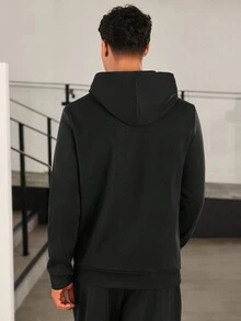 Manfinity RebelGame Men Bear & Slogan Graphic Hoodie - Black - View 2