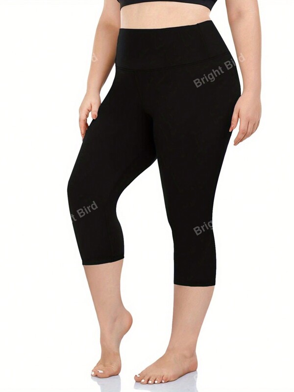 Plus Solid Capris Leggings