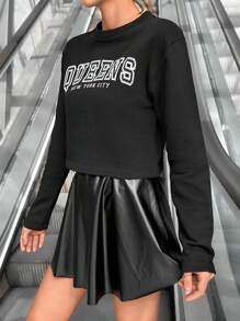 EURMUSE Letter Graphic Drop Shoulder Tee - Black - View 3